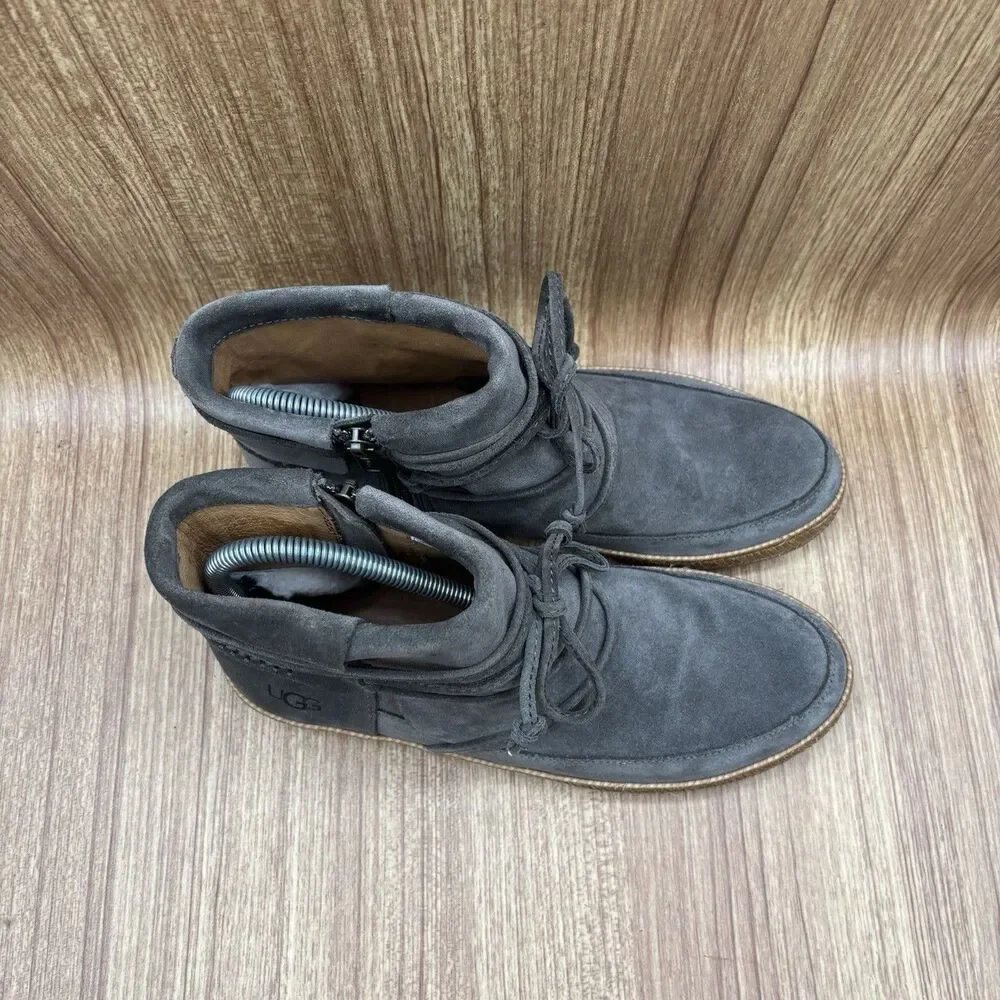 UGG AUSTRALIA Womens SZ 7.5 Soft Suede ANKLE Boot 1019129 Taupe Gray